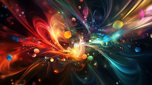 Dancing nebula of color swirling into a joyful burst.