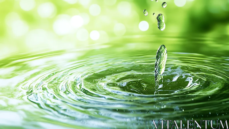 Macro capture isolates water droplet impact forming concentric ripples