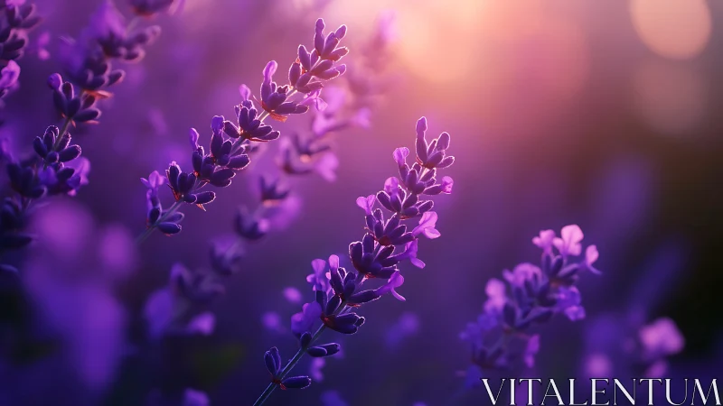 Serene Lavender Blooms Glowing in Soft Purple Light