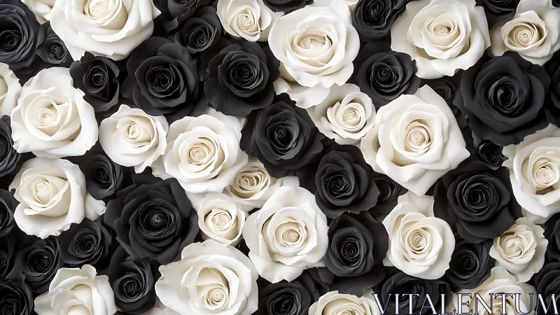 Black and white roses dance in monochromatic harmony