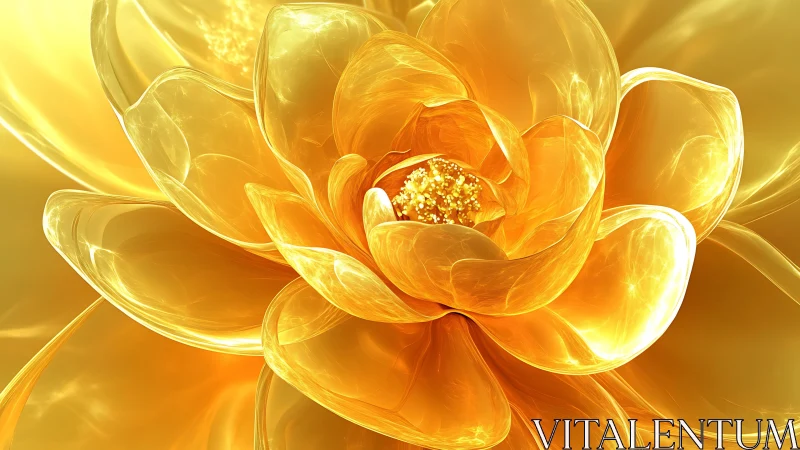 Luminous golden digital flower with translucent petals.