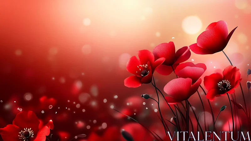 Red Tulips Glowing in Soft Bokeh Light