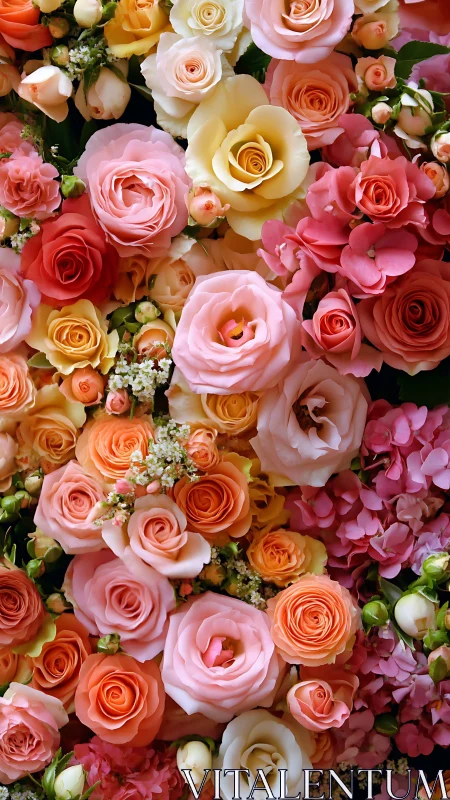Glorious Garden of Roses in Warm, Peachy Hues.