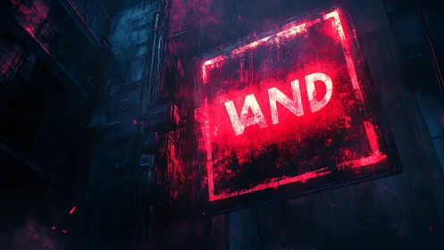 Neon WAN sign in dystopian alley with cybernetic patina.