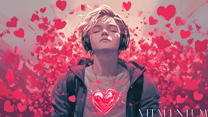 Person Immersed in Music Surrounded by Love