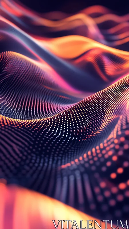 Neon data waves flow across glowing abstract landscapes.