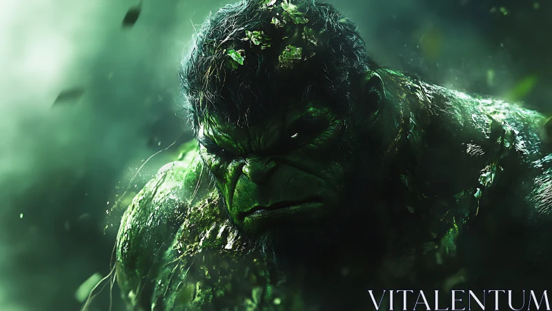 Brooding green giant wrapped in misty, glowing shadows.