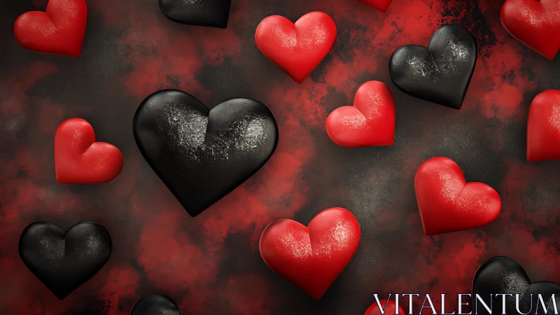Red and Black Hearts Dancing Through Emotion.