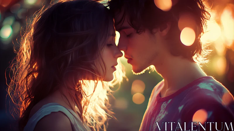 Chromatic intimate moment captured through bokeh illumination.