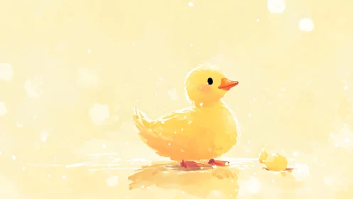 Sunny puddle philosopher duckling in a lemony daydream.