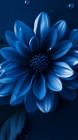 Blue Dahlia Bloom Against Deep Navy Background