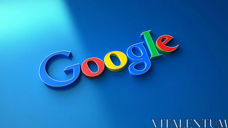 Google Logo. 3D Rendered Multicolor Typography Against Blue.
