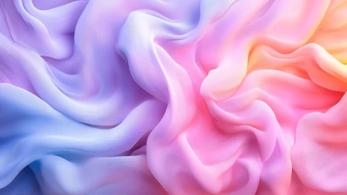 Soft gradient textile folds in pastel pink and blue hues.