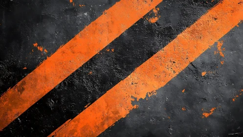 Grunge black background with bold orange diagonal stripes.