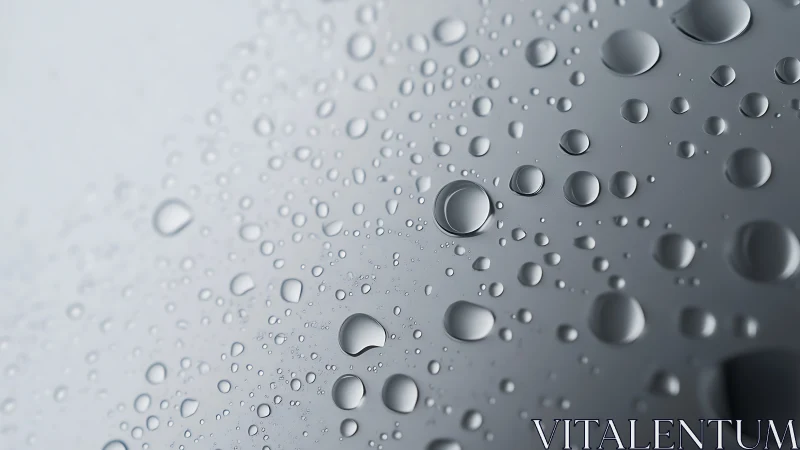 Water droplets scattered across smooth reflective surface.