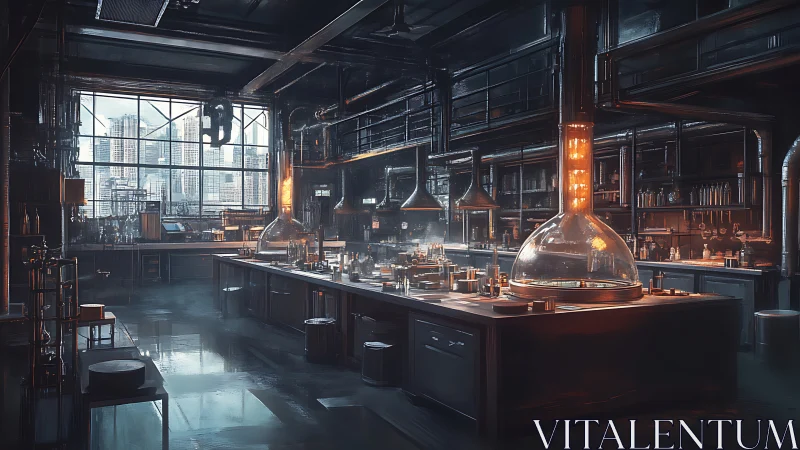 Midnight chemists rehearse neon experiments above the city