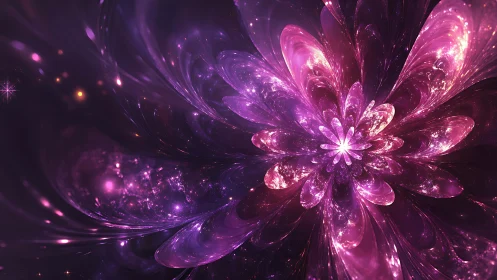 Starlit cosmic blossom unfolding in shimmering violet light.