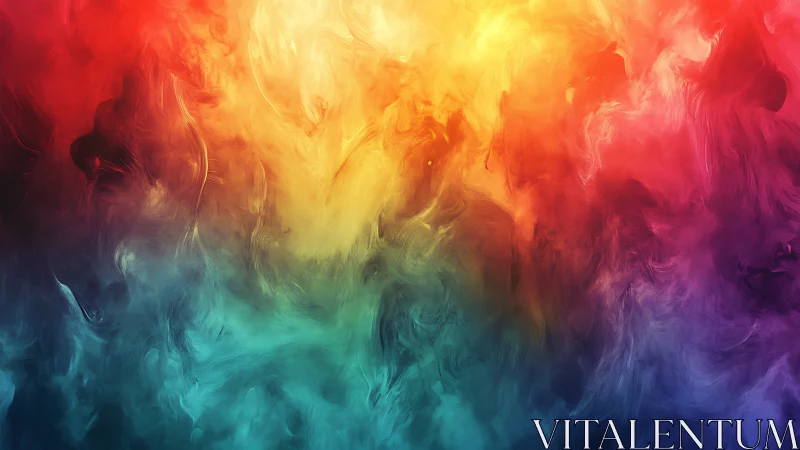 Prismatic stormclouds swirl in molten rainbow nebula light.