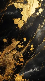 Stratified metallic splatter over obsidian fluid background.