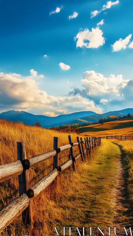 Golden rural fence line under expansive late afternoon sky