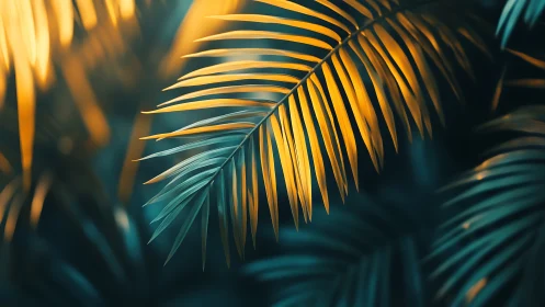 Soft golden light brushing over dreamy tropical fronds.