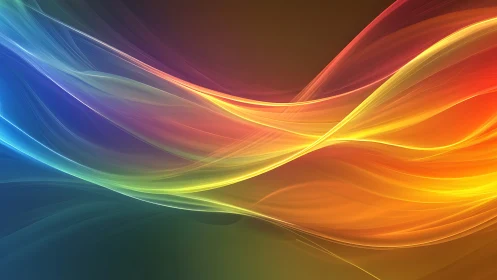 Colorful flowing light waves on smooth abstract gradient.