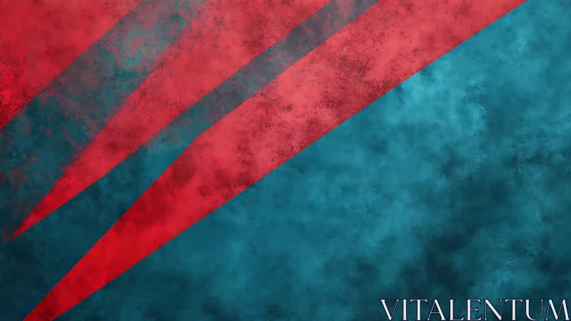 Bold red streaks crossing a softly textured teal sky.