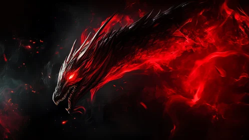 Inferno serpent uncoils in a storm of liquid crimson fire.