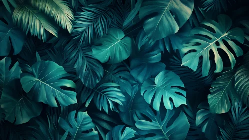 Lush jungle leaves invite a calm escape into layered green