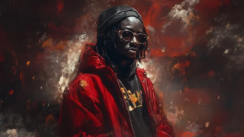 Bold streetwear portrait glowing with urban edge and warmth.