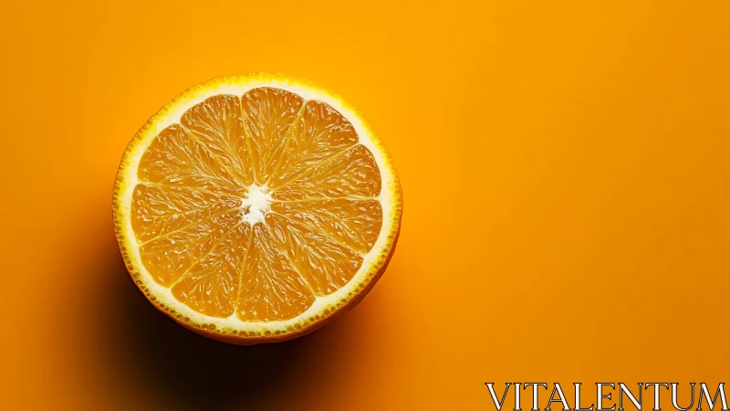 Vibrant orange slice on saturated monochrome backdrop.