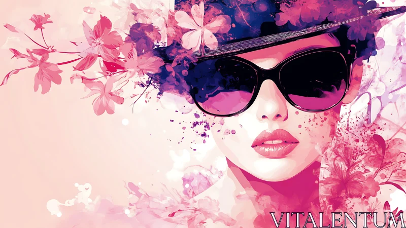 Floral shades and soft pink style surrounding a cool gaze.