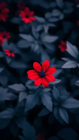 Crimson Bloom Against Twilight's Whisper.