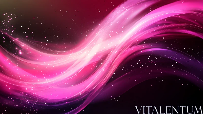 Luminous pink energy waves streak through deep cosmic void.