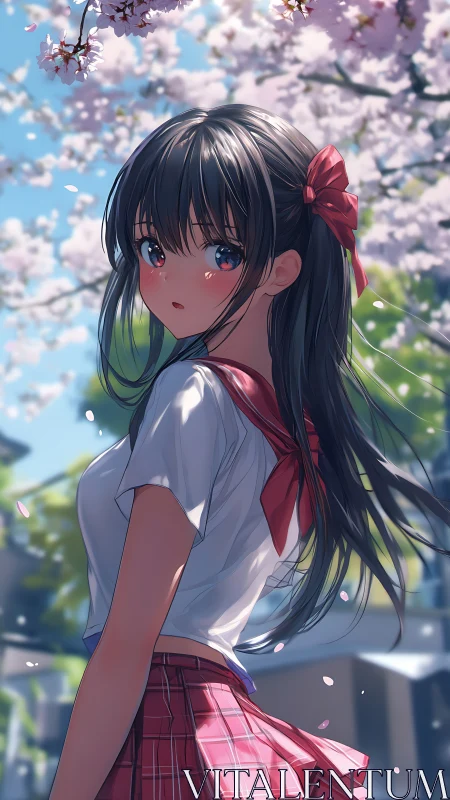 Spring breeze and shy glances beneath blooming sakura trees.