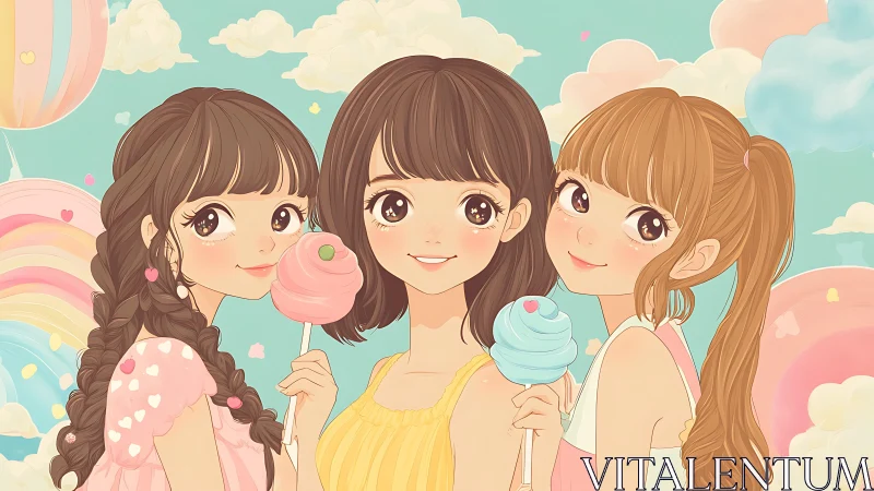 Three Friends Share Sweet Moments in Dreamy Clouds