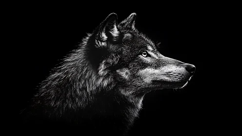 Moonlit profile of a silver wolf carved from midnight ink.