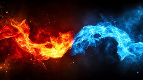 Fire and Ice: Elemental Energy Collision.