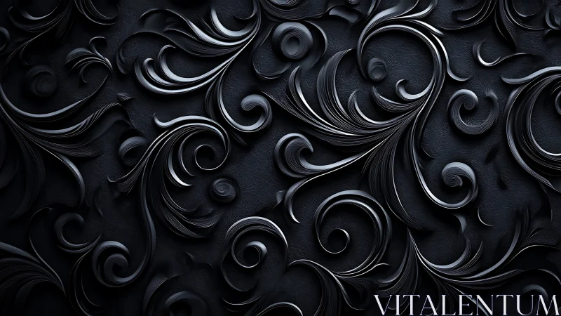 Elegant dark swirls curling into a calm, sculpted rhythm.