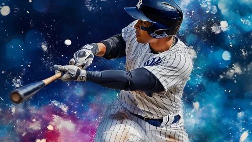 Starlit slugger carving galaxies with a cosmic swing.