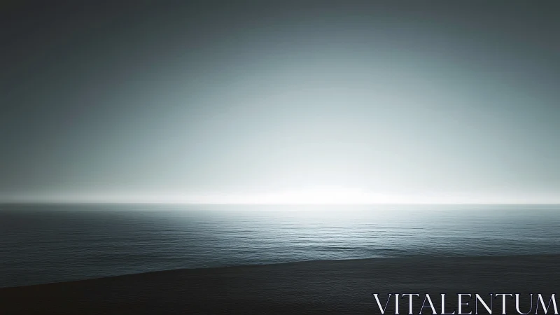 Minimalist seascape horizon with tonal gradient lighting study.