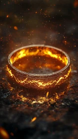 Incandescent Ring with Pyrolytic Particle Ejection and Thermal Halo.