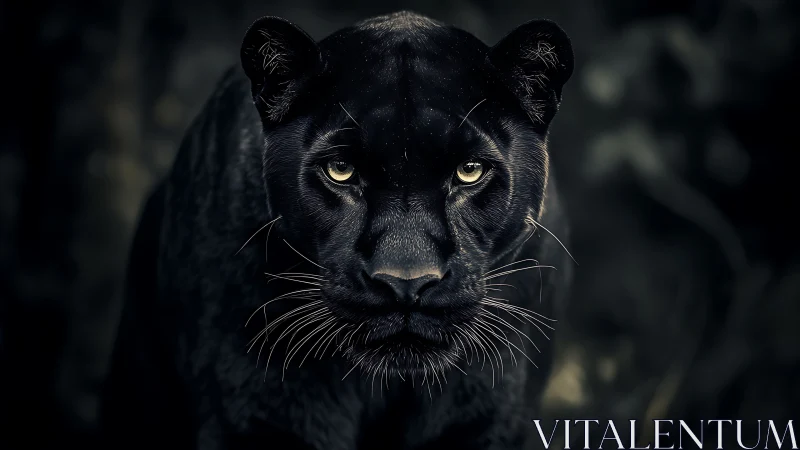 Black Panther Portrait with Amber Eyes Study.