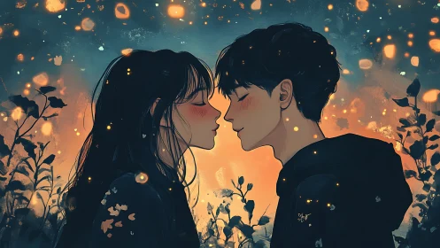 Two souls caught between firelight, surrendering to an intimate moment.