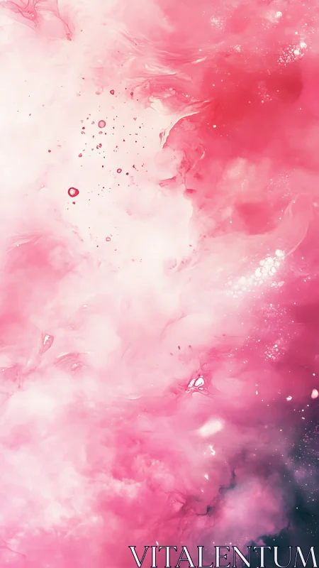 Pink and white abstract cloud of swirling liquid color art