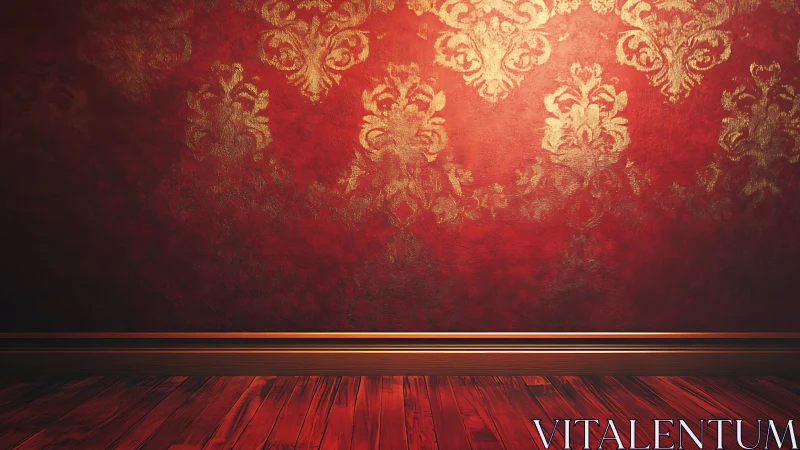 Velvet red wall whispers warmth above burnished wood floor