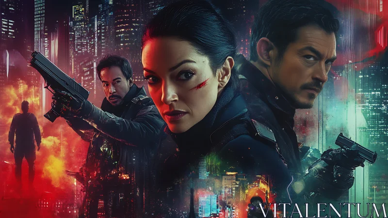 Neon vigilantes stalk the skyline of a fractured future city.