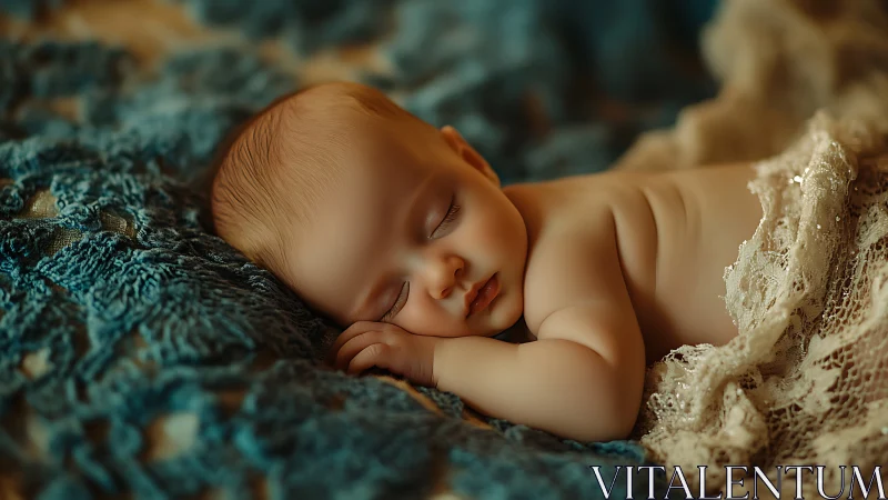 Slumber's Tender Canvas: Newborn Dreams in Textured Repose.