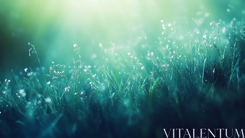 Macro meadow luminance with shallow depth-of-field rendering.