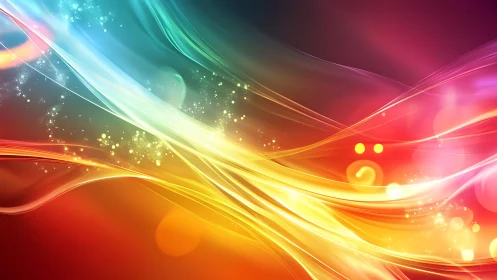 Multicolored light streaks on abstract gradient background.